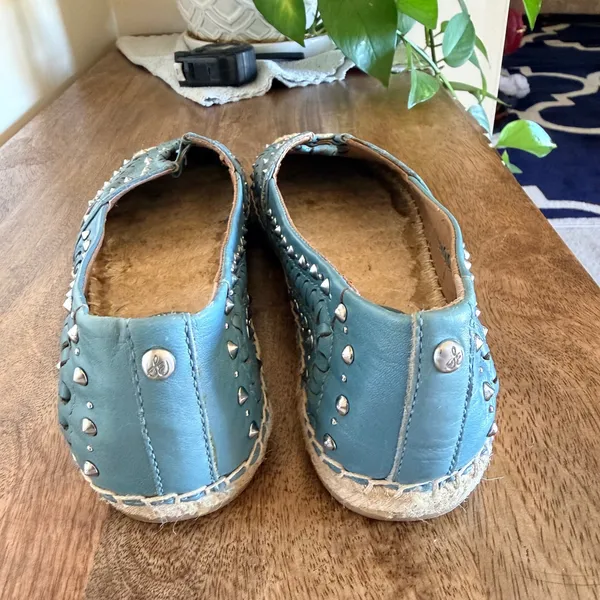Sam Edelman Liam Espadrille‎ Flats Womens 8 Blue Leather Studded Boho Slip On - Image 5