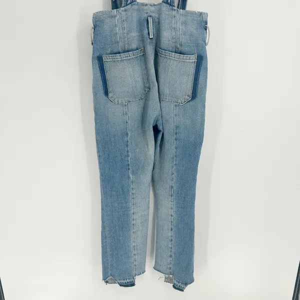 FRAME Womens Skyline Mix Denim Le Overalls‎ Suspender Raw Hem Jeans Size 25 - Image 12