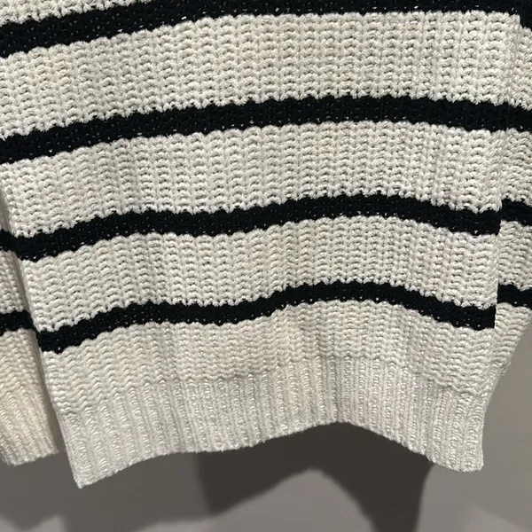 Entro Large Stripe Knit Cap Short Sleeve Sweater Top‎ - Image 8