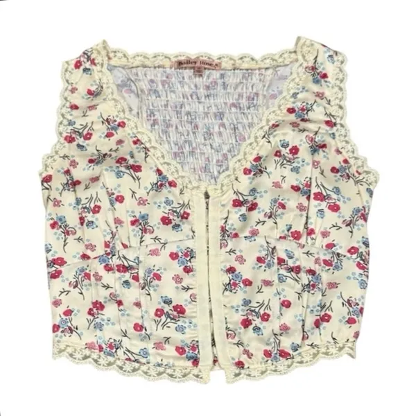 Bailey Rose Floral Corset Vest Top Lace Trim Coquette Crop Size XS - Image 2