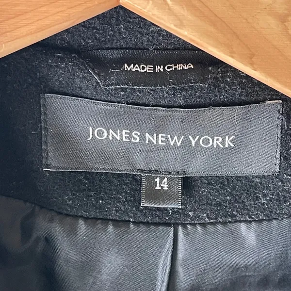 Jones New York Women Black Wool Blend Car Coat Overcoat JWMA9143 Size 14‎ - Image 6