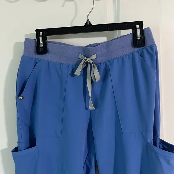 Figs Periwinkle Straight Leg Pants with Ankle Snaps- Small - Image 3