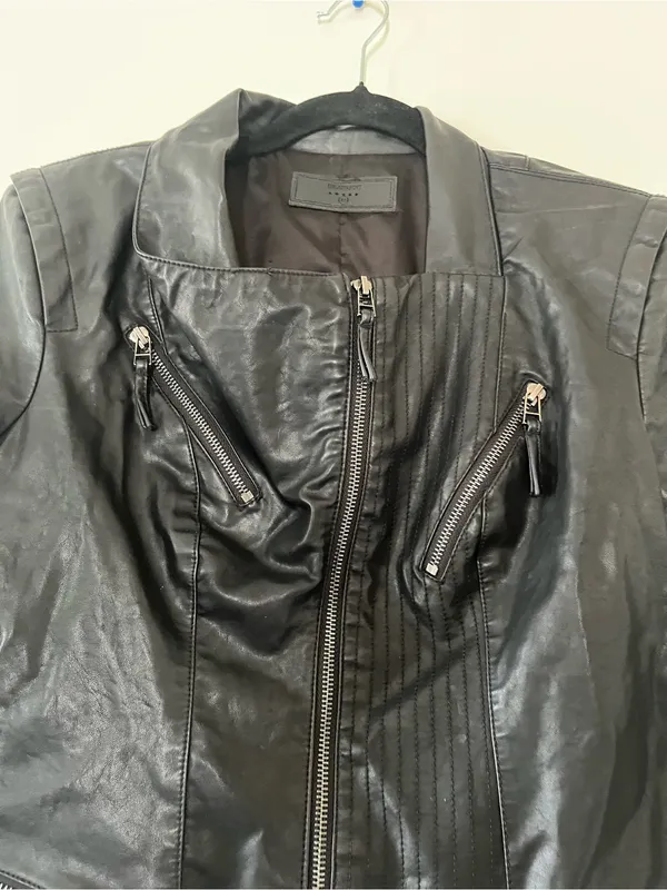 BLANK NYC Black Faux Leather Moto Jacket Medium Chic Model Off Duty Minimalist - Image 3