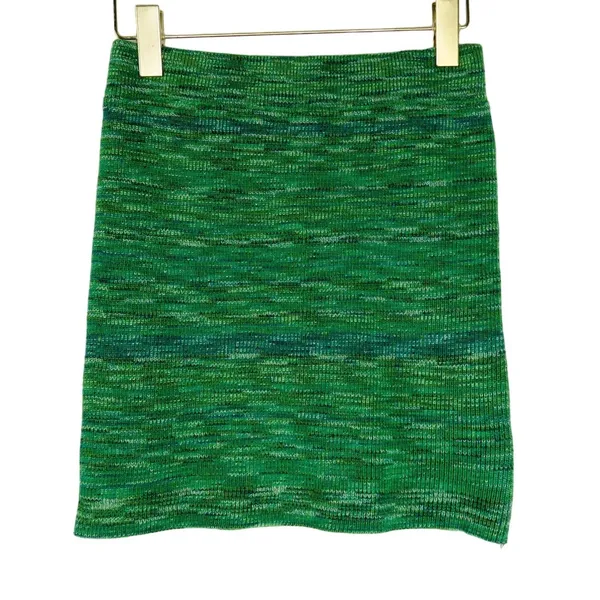 Verge Girl 8 Birdies Green Marled Knit High Rise Body Con Mini Skirt Large - Image 2