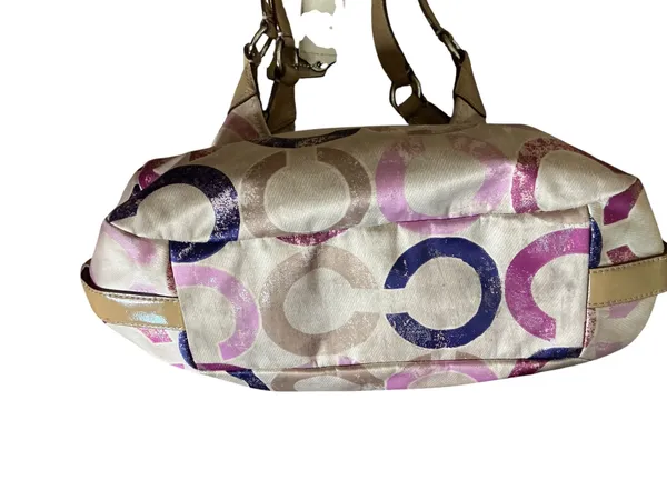 Vtg Y2K Coach Metallic Maggie Bag - Distressed Multi-Color Signature C Logo - Image 3