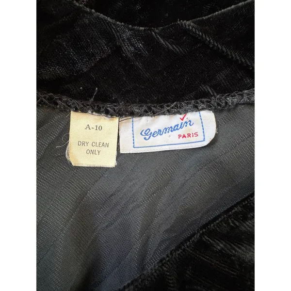 Vintage Y2K Germain Paris Black Velvet Scoop Neck Sleeveless Mini Dress - Image 5