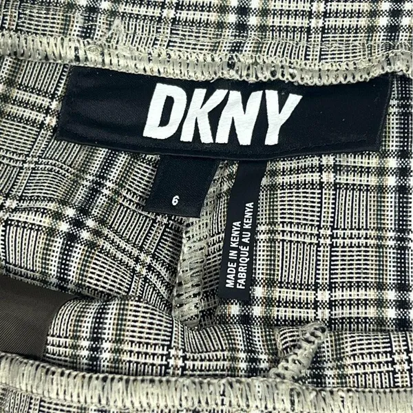 Women's DKNY Black/Gray/Cream Plaid Stretch Dress Pants Size 6 (B4) - Image 5