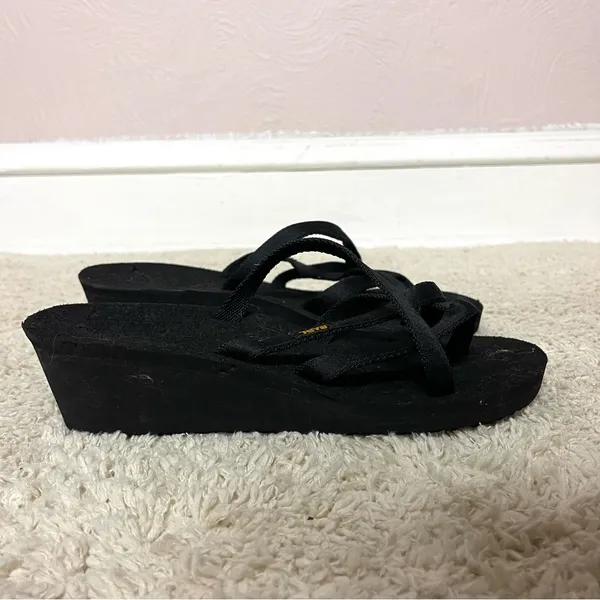 Teva Black Sandals with Yellow Logo - Image 5
