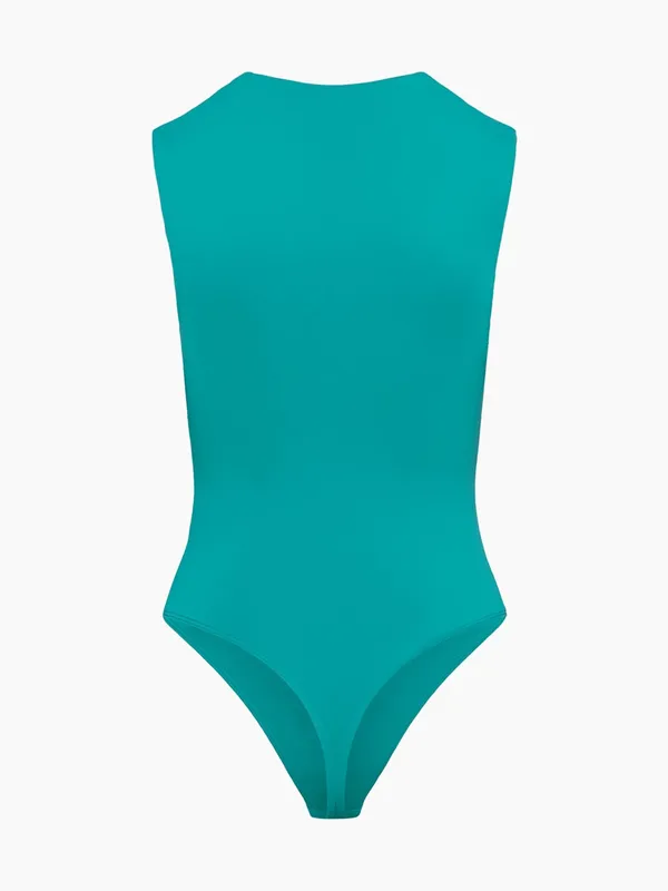 Aritzia Oxidized Teal Original Contour Esteem Square Neck Bodysuit Size XS - Image 3