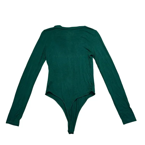 Vitality Bodysuit Womens Medium Green Excellent Long Sleeve Crew Neck Thong Snap - Image 4
