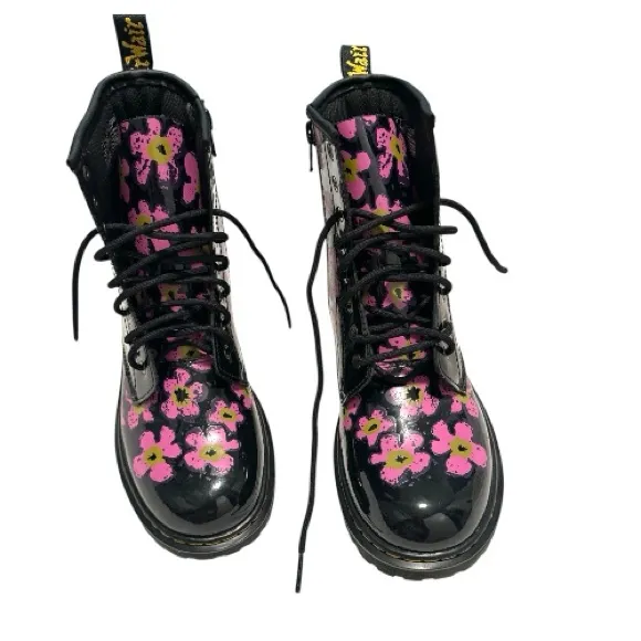 Dr. Martens 1460 Y Floral Patent Leather Boots – NWOB Iconic 8-Eye (Women's 6) - Image 4