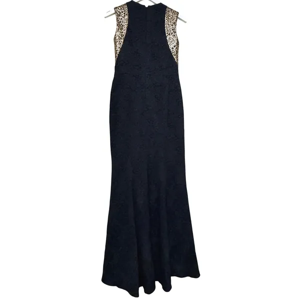 Carmen Marc Valvo Lace Gown Dress Womens 4 Small Black/Gold‎ Formal Evening - Image 2