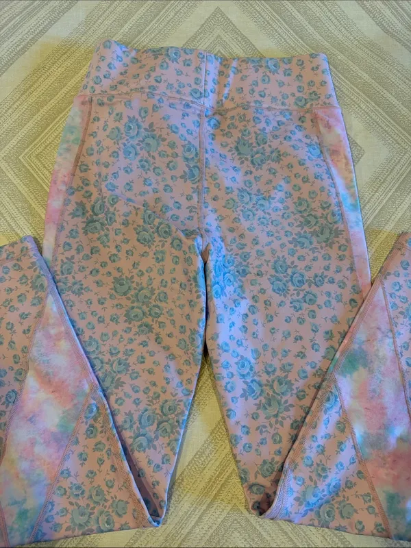 LoveShackFancy x Bandier Pink & Blue Floral Leggings Size M - Image 5