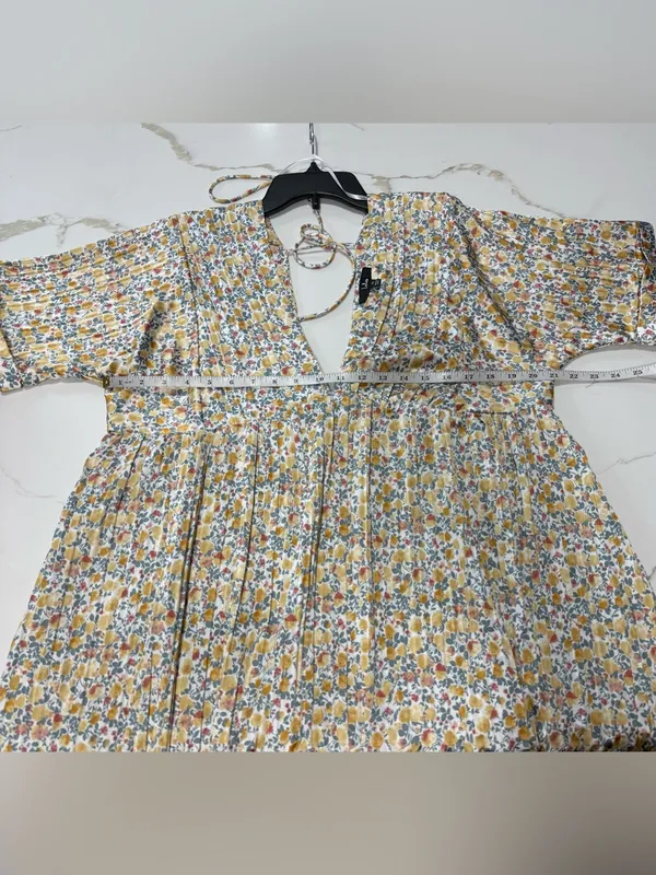Lulus Express Yourself Yellow Floral Print Satin Babydoll Mini Dress Size XL NWT - Image 11