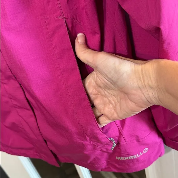 MERRELL Opti-Shell Hooded Lightweight Zip Up Jacket Fuchsia Medium Gorpcore - Image 2