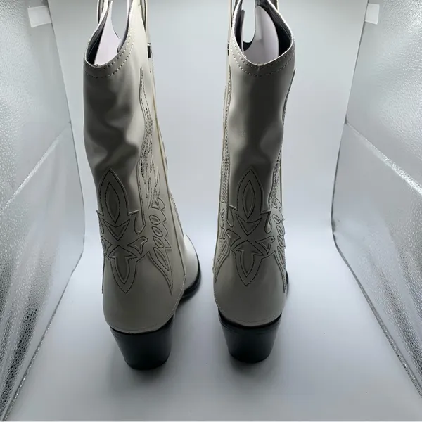 NWB Guess Raegan Fold-Over Cowboy Boots western white size 9 M cowgirl - Image 8