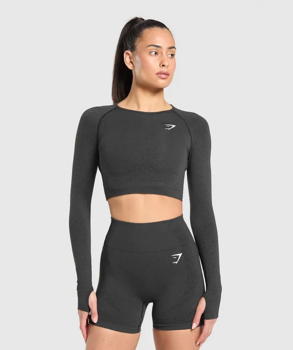 Gymshark Vital Seamless 2.0 Long Sleeve Gray Crop Top - Image 8