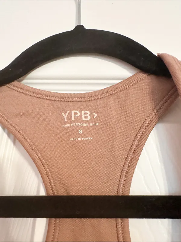 YPB (A&F) Brown Neutral Razorback Sports Bra - Image 2