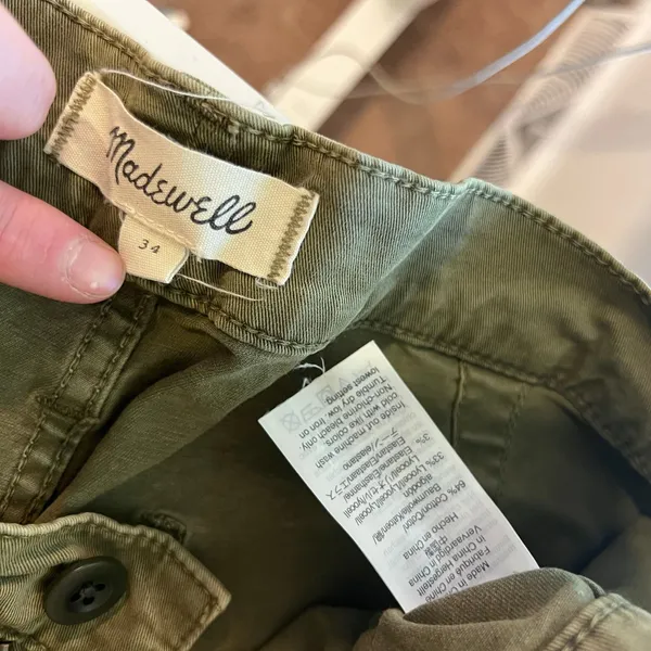 Madewell Griff Tapered Fatigue Green Cropped Cargo Pants Size 34 - Image 5