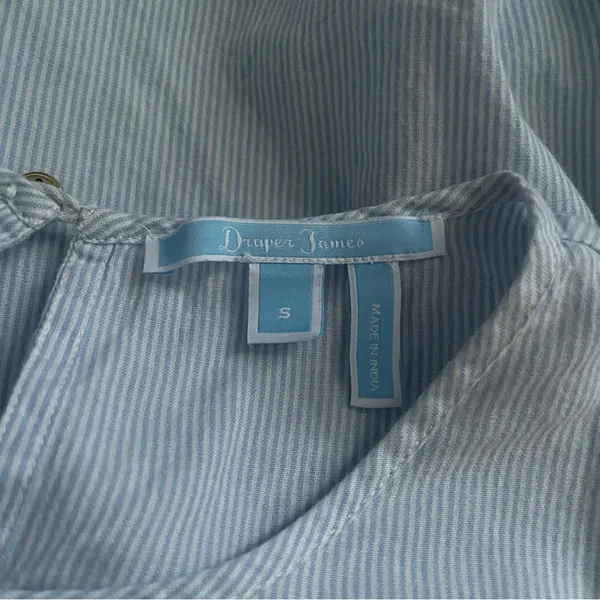 Draper James Blue Embroidered Sleeve Blouse Size Small - Image 3