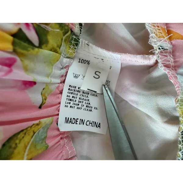 Pink Lemon Print Pajama Set Button Down Long Sleeve Pants Small - Image 11