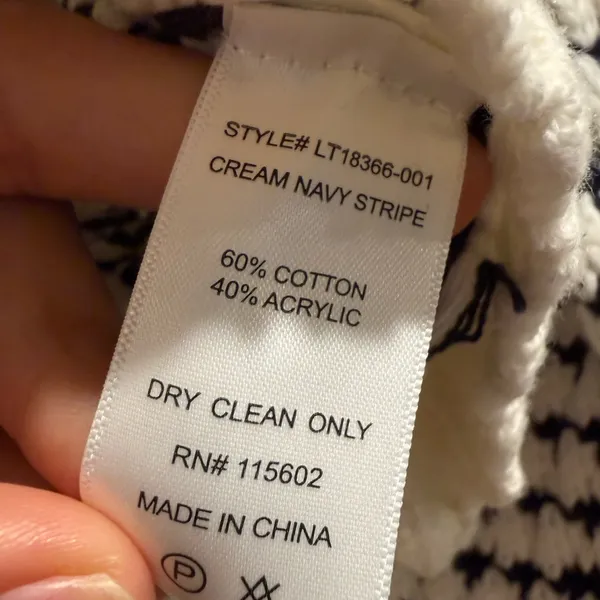 All in Favor Navy and Cream Stripe Knit Sweater‎ Size Xs - Image 7