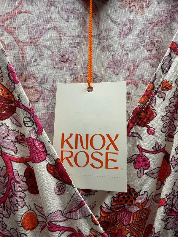 Knox Rose NWT Pink and Orange Floral Calla Lily Flutter Sleeve Maxi Dress Large - Image 5