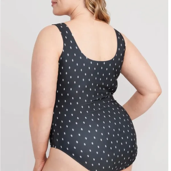Old Navy One Piece Swimsuit Women 2x Black With Details Cutout Tie One Piece - Image 12