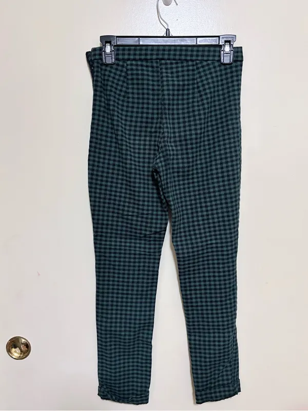 Free People Dark Green and Black Gingham pants - Image 2