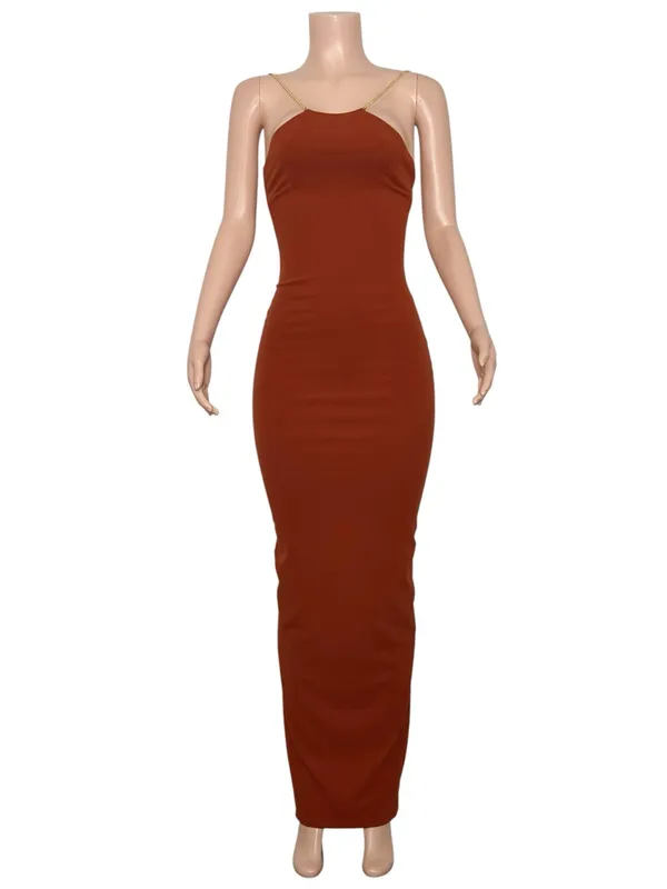 NOOKIE Lexi Chain Gown, Rust, XS - Image 3