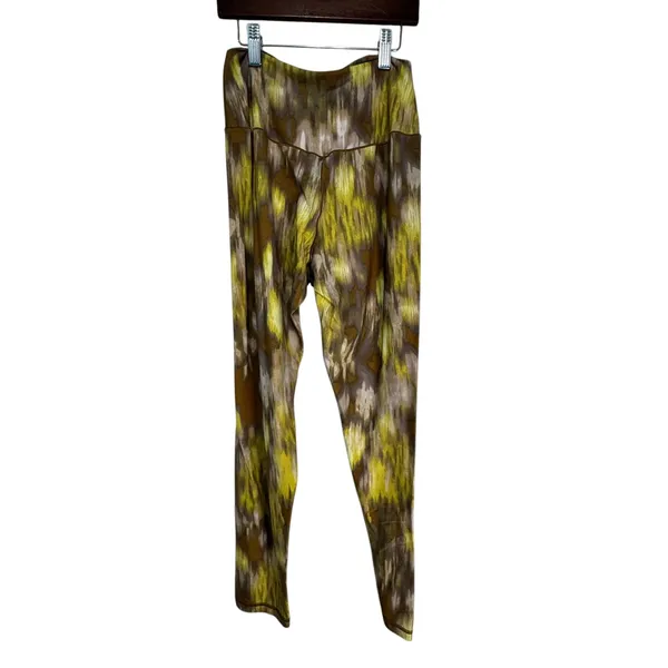 Aerie OFFLINE Real Me High Rise 7/8 Leggings Green Yellow Abstract‎ Print - Image 8