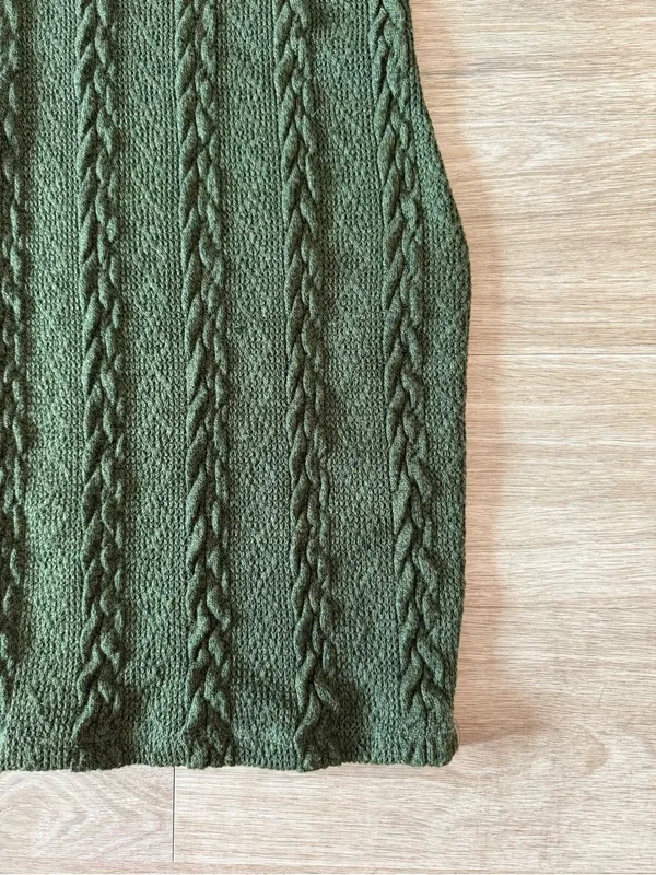Windsor Sleeveless Cable Knit Turtleneck Dress in Dark Green, Size XS - Image 4