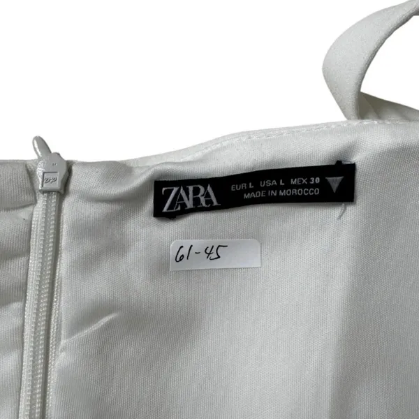Zara White Corset Ruched Mini Dress Sweetheart Neckline Sleeveless Large | 61-45 - Image 5