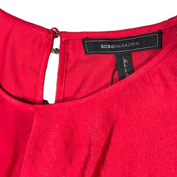 BCBGMAXAZRIA Red Iselin Midi Drape Dress Size Small - Image 7