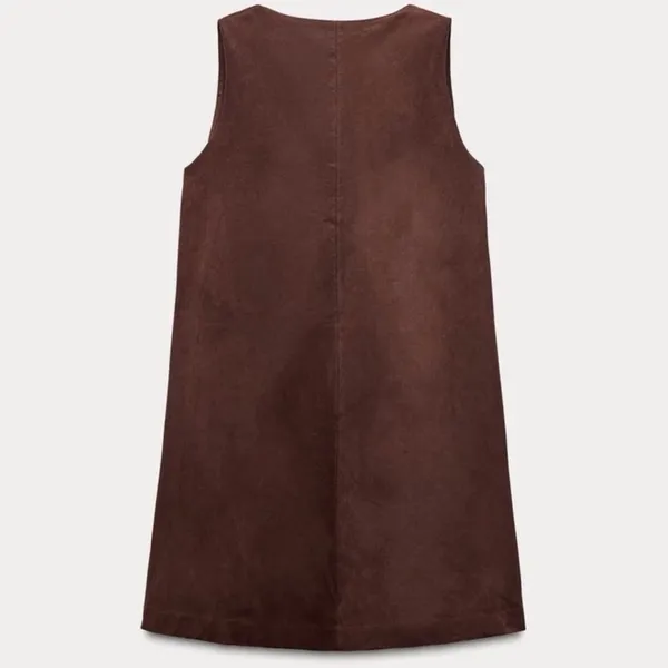 Zara Brown Suede Shift Mini Dress - Image 4