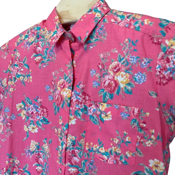 Vintage Shabby Chic Floral Button Down Shirt M Grannycore Cottagecore Artsy‎ - Image 3