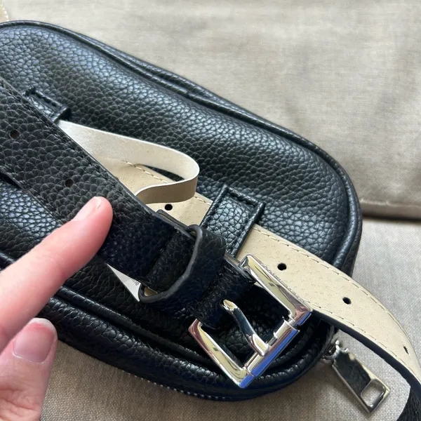 Steve Madden faux leather Black black belt bag waist pack retro moto grunge chic - Image 2