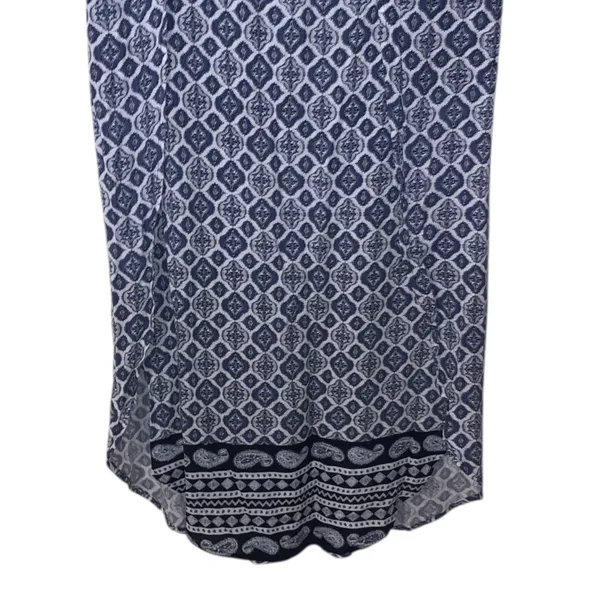 Faded Glory Blue Patterned Women's Maxi Skirt Twisted Faux Leather Belt Flap - Image 3