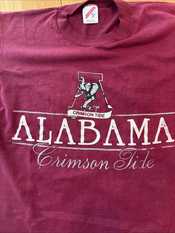 Jerzees Vtg Alabama Graphic Tee Crimson Tide Size Medium - Image 2
