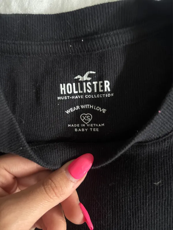 Black Hollister Long Sleeve Tight Crop Top XS - Image 2