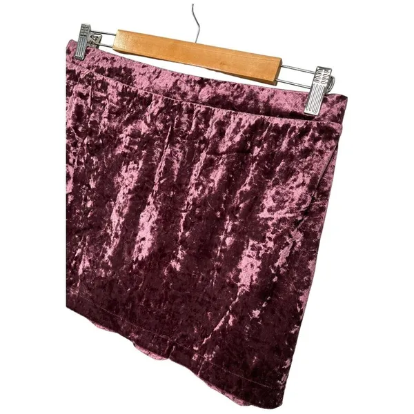 New Nordstrom Skirt L Crushed Velvet Velour Mini Retro 90s Y2K Abound Burgundy - Image 5