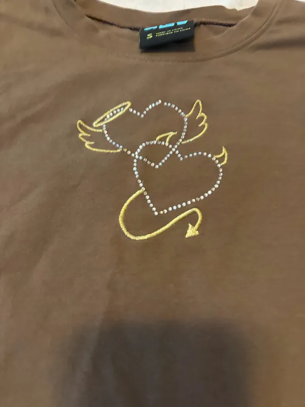 Y2K Alab Zumiez brown heart gem crop top - Image 9