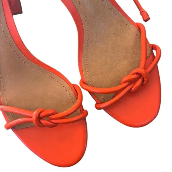 NWT SCHUTZ Leather Nicky Heeled Sandals Orange Size 8.5 - Image 5