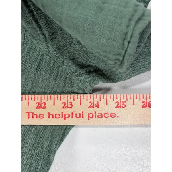 Old Navy Sage Green Gauze Babydoll Mini Dress XL V-Neck Short Sleeve Pockets - Image 7
