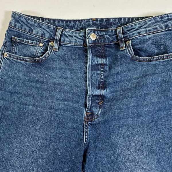 H&M Womens Ultra High Waist Mom Jeans Medium Wash Blue Button Fly Size 12 - Image 10