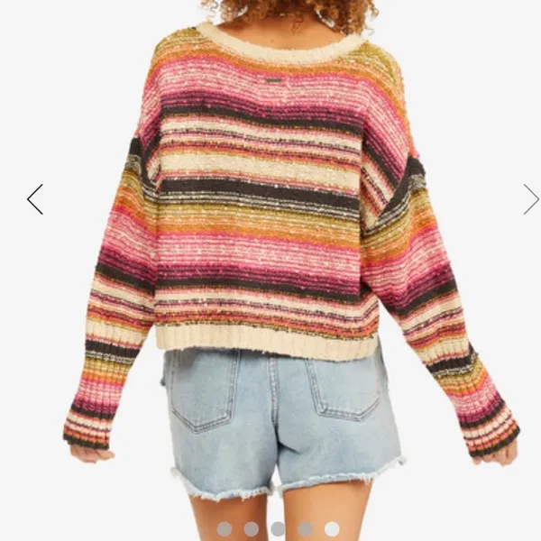 Billabong Easy Going Multicolor Chunky Knit Long Sleeve‎ Cropped Sweater Sz XS - Image 2
