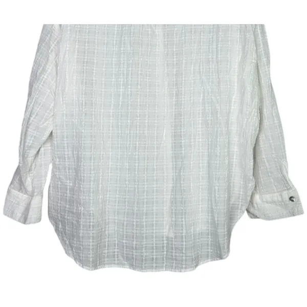 Zara Relaxed Lightweight Fit Cotton Button Down Collar Shirt Long Sleeve M White - Image 8