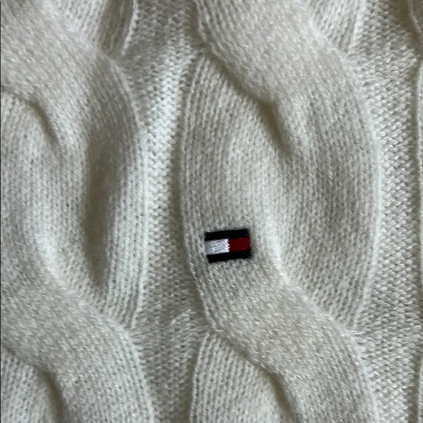 Tommy Hilfiger Cream Crewneck Cable Knit Sweater - Image 3