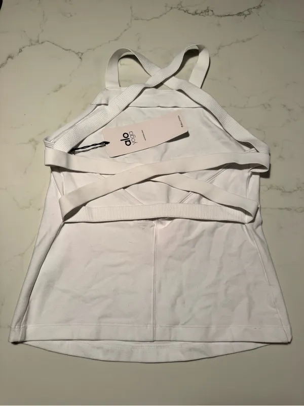 ALO Yoga White Cross-Strap Performance Tank - Image 2
