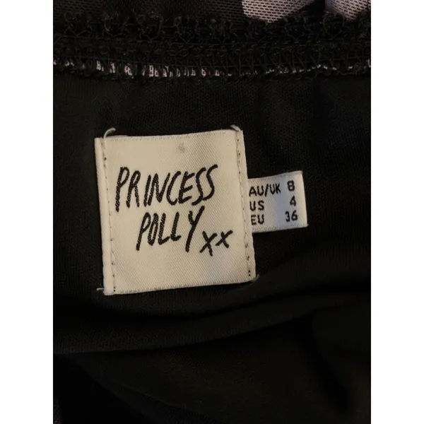 Princess Polly Women’s Black & Purple Floral Print Sleeveless Midi Dress Size 4 - Image 3